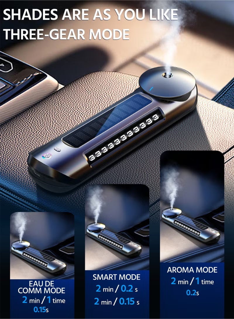 معطر جو ذكي للسيارة يعمل بالطاقة الشمسية، مع إضاءة محيطية للموسيقى في السيارة وعلامة رقم منزلقة، موزع عطر للسيارة مع تشغيل/إيقاف تلقائي، قابل للتعديل بثلاث مستويات، مزود ببطارية مدمجة، مع زجاجتين من العطر - Image 5